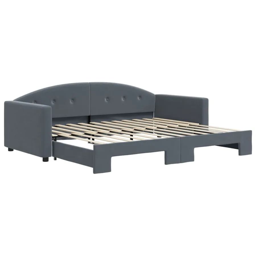 Lit de jour avec gigogne sans matelas gris foncé 90x200 cm - 2