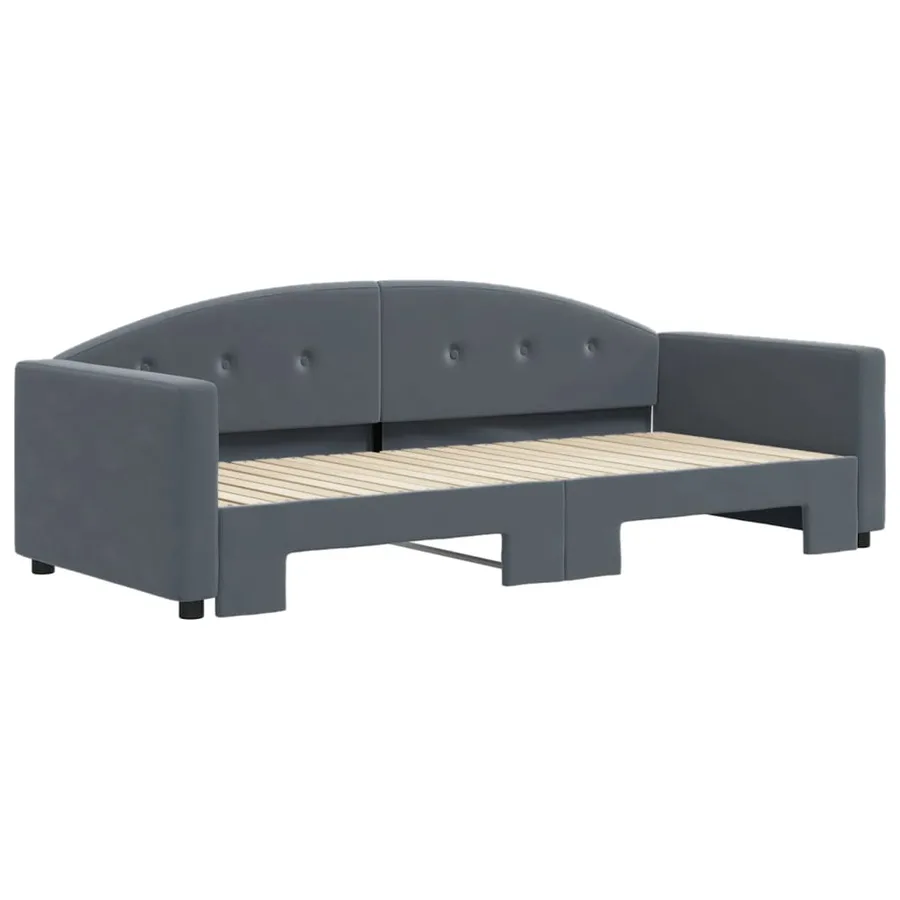 Lit de jour avec gigogne sans matelas gris foncé 90x200 cm - 3