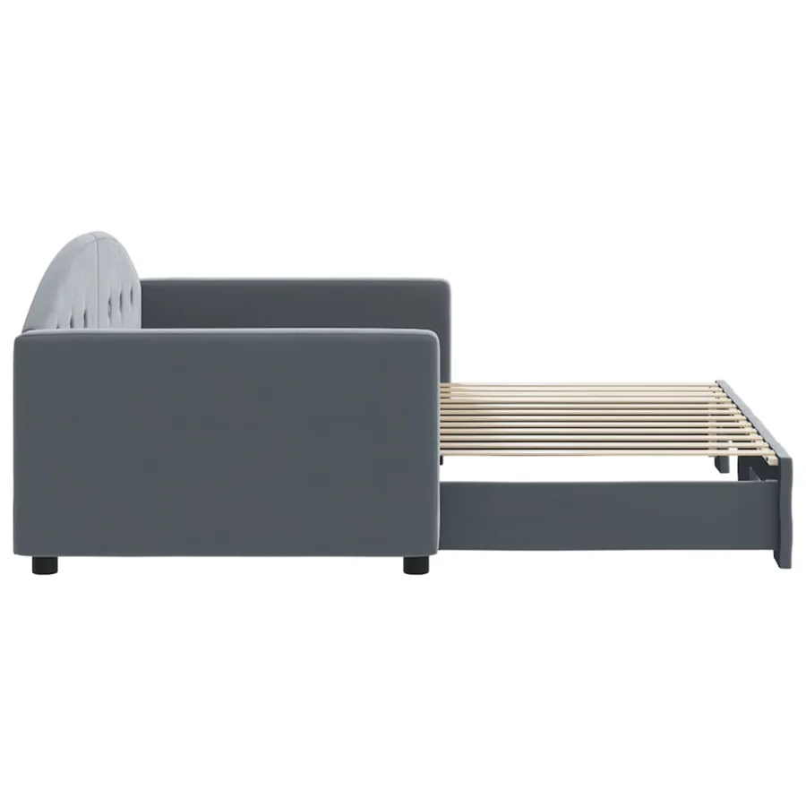 Lit de jour avec gigogne sans matelas gris foncé 90x200 cm - 4