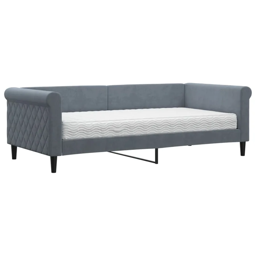 Lit de jour avec matelas gris foncé 90x190 cm velours - 2