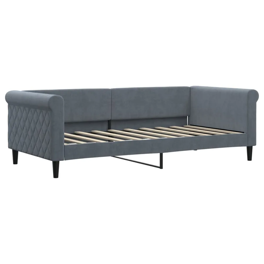 Lit de jour avec matelas gris foncé 90x190 cm velours - 3