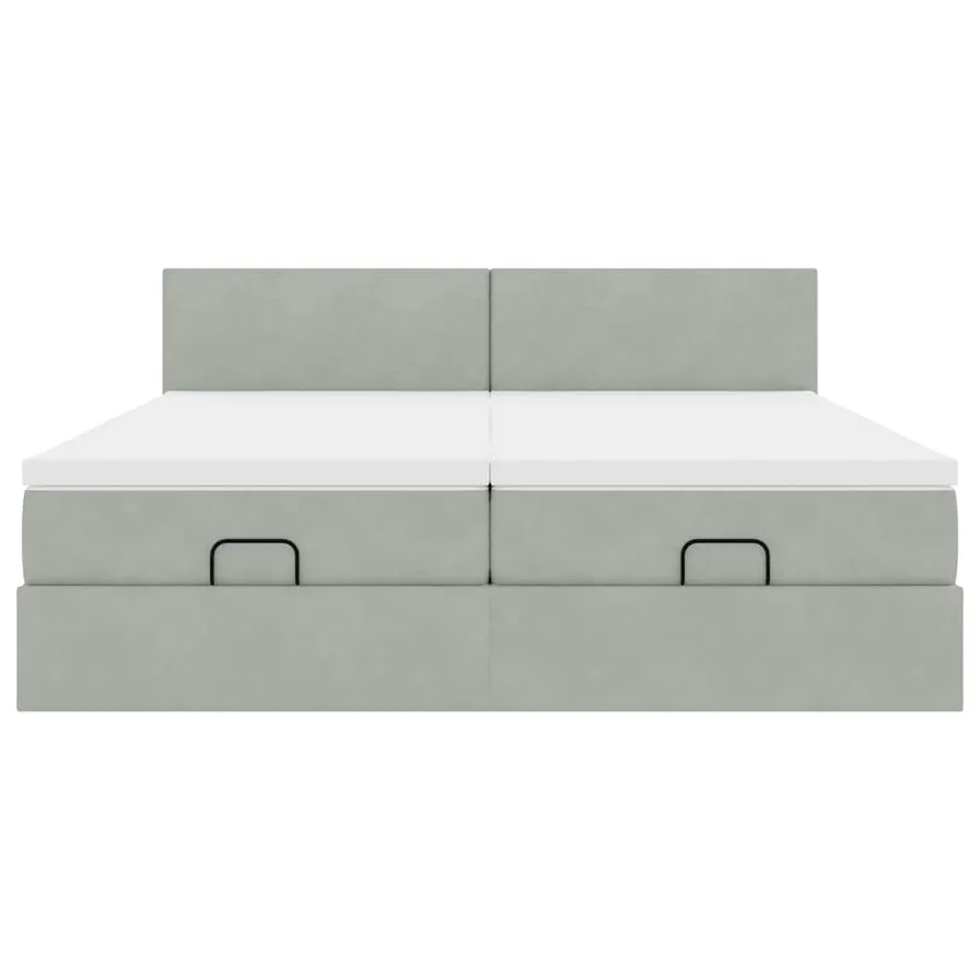 Cadre de lit ottoman et matelas gris clair 160x200cm velours - 7