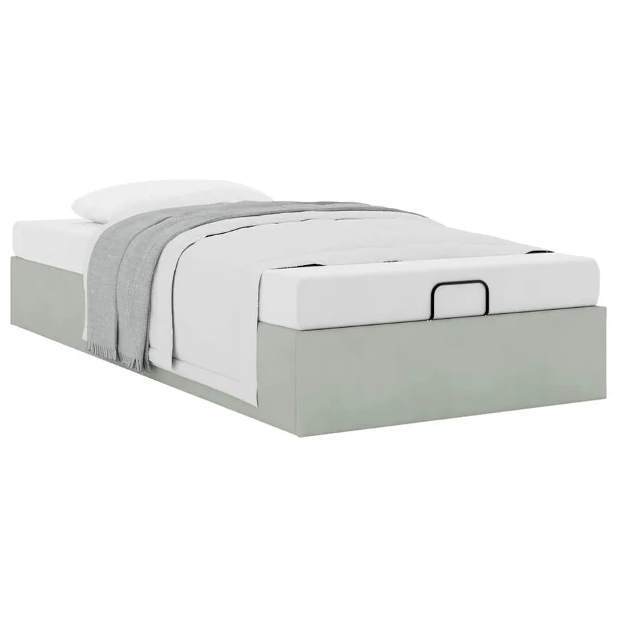 Cadre de lit ottoman sans matelas gris clair 80x200 cm velours - 5