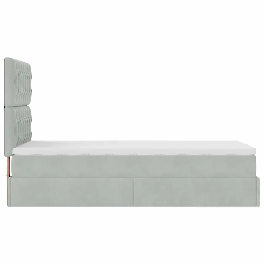 Cadre de lit ottoman avec matelas gris clair 80x200 cm velours - 8