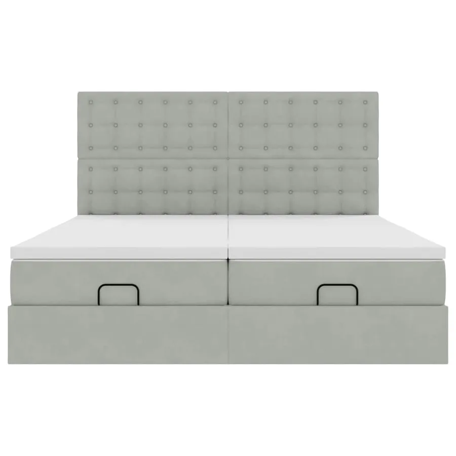 Cadre de lit ottoman et matelas gris clair 160x200cm velours - 7
