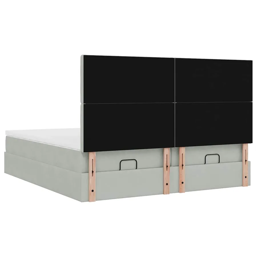 Cadre de lit ottoman et matelas gris clair 160x200cm velours - 9
