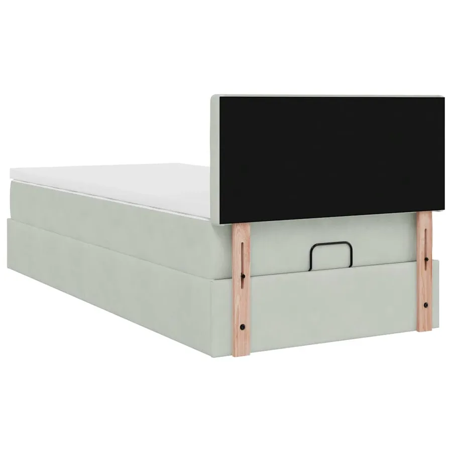 Cadre de lit ottoman avec matelas gris clair 80x200 cm velours - 12
