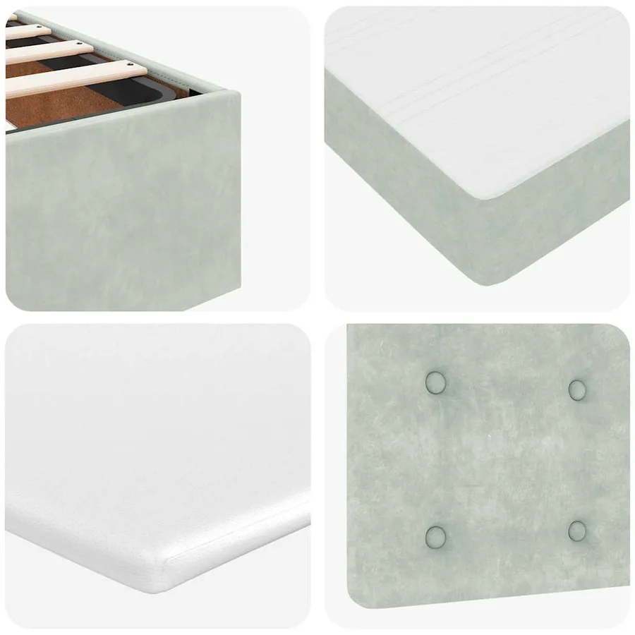 Cadre de lit ottoman avec matelas gris clair 80x200 cm velours - 16