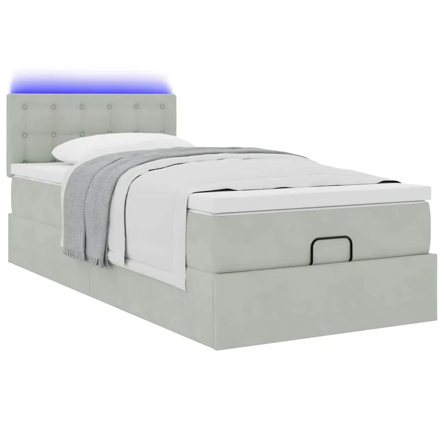 Cadre de lit ottoman avec matelas gris clair 80x200 cm velours - 6