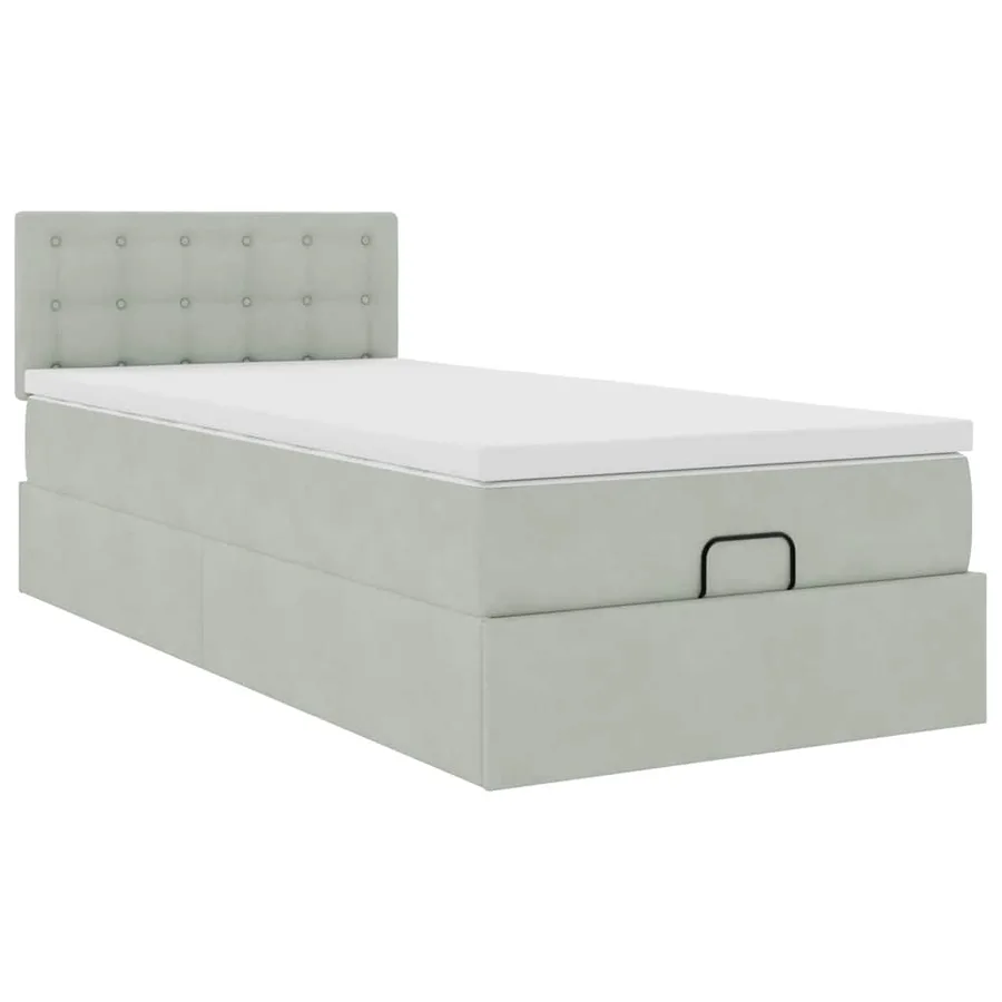Cadre de lit ottoman avec matelas gris clair 80x200 cm velours - 7