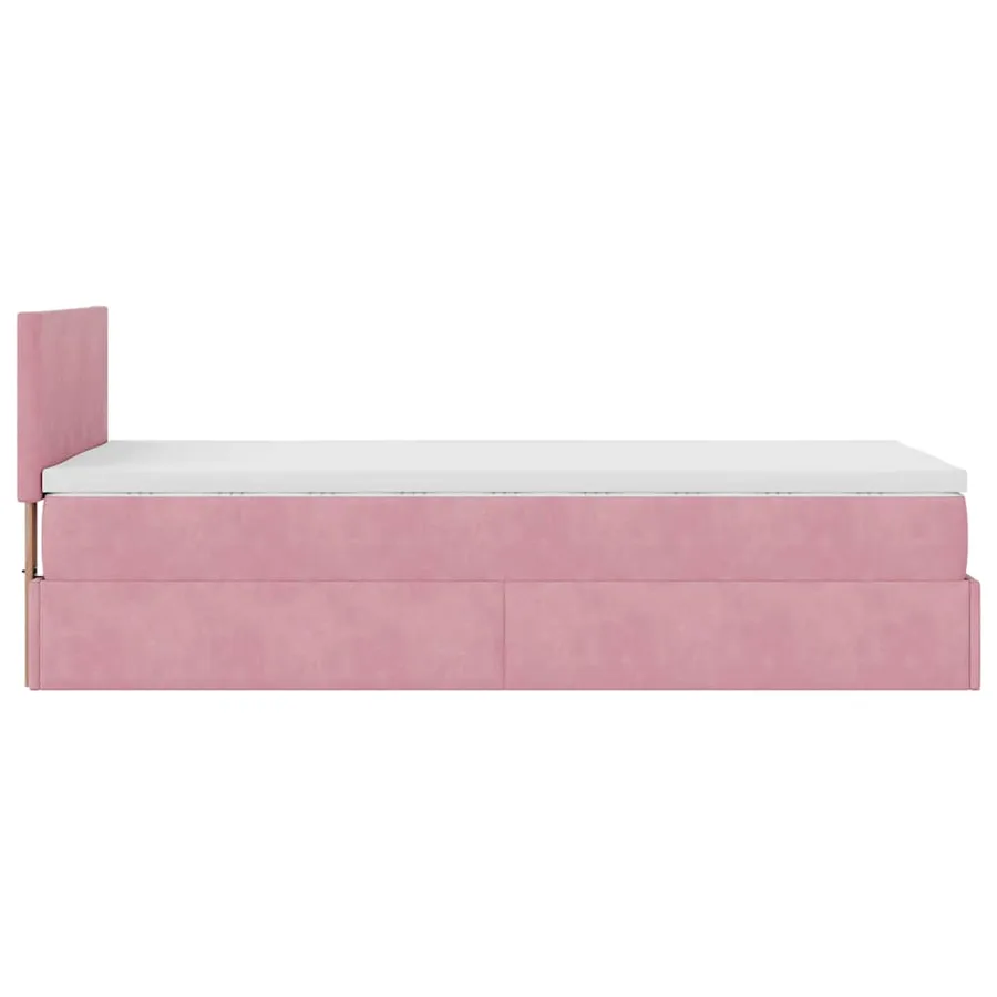 Lit ottoman avec matelas et LED rose 80x200cm velours - 11