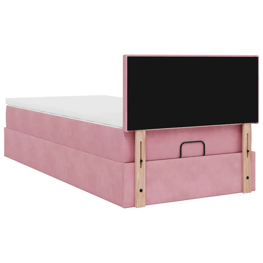 Lit ottoman avec matelas et LED rose 80x200cm velours - 12
