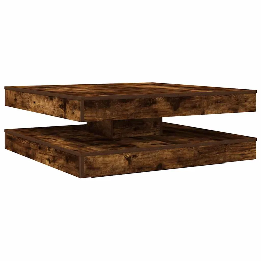 Table basse rotative à 360 degrés chêne fumé 90x90x34,5 cm - 6