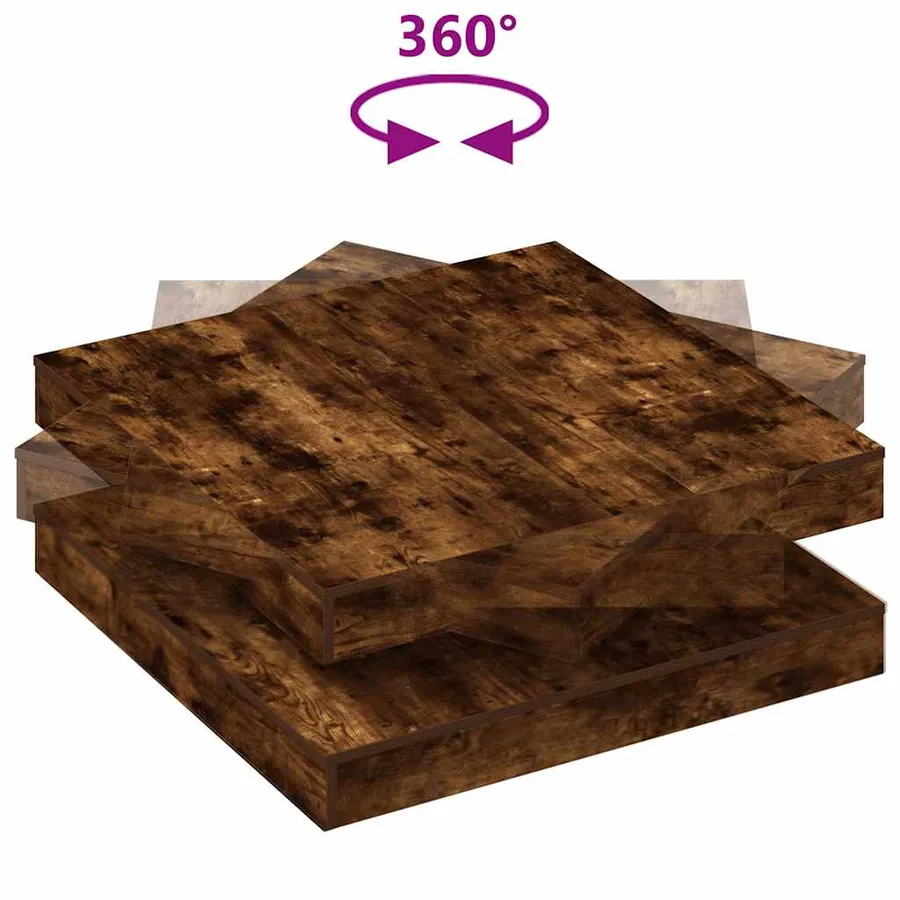 Table basse rotative à 360 degrés chêne fumé 90x90x34,5 cm - 7