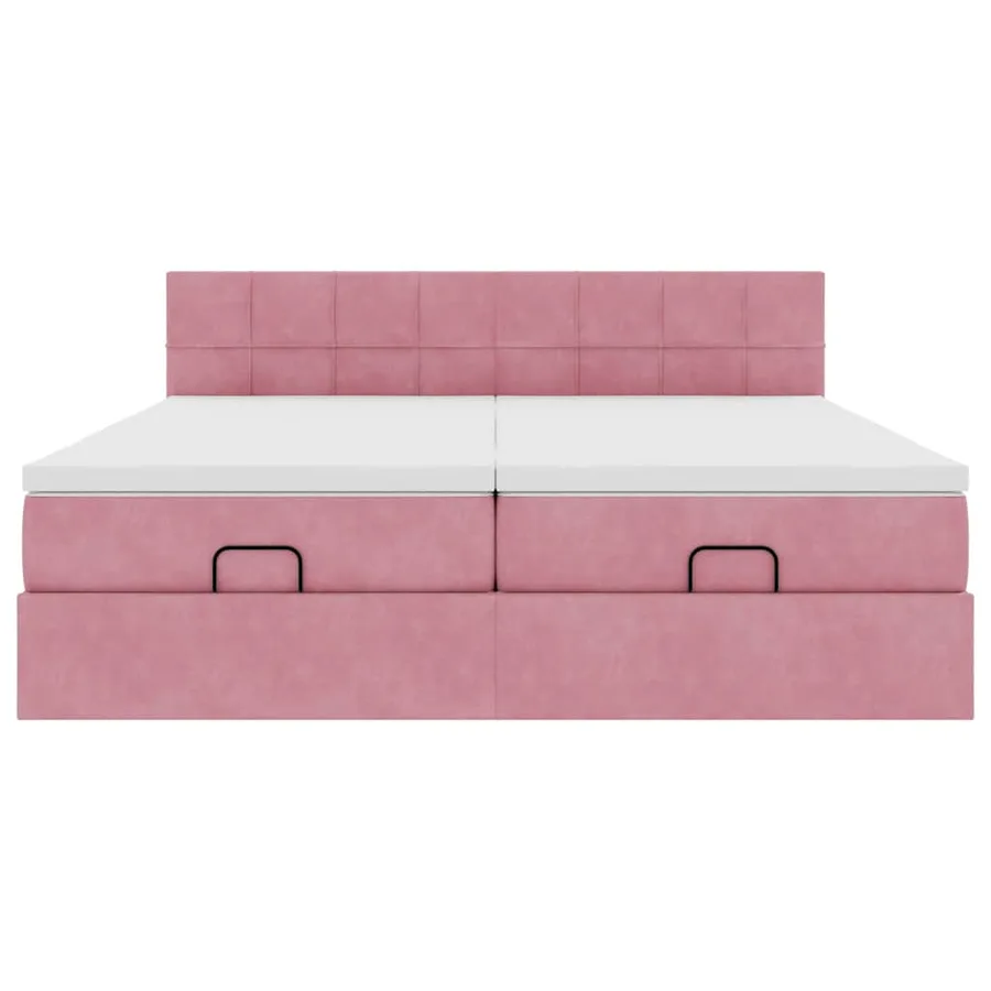 Cadre de lit ottoman avec matelas rose 160x200 cm velours - 8