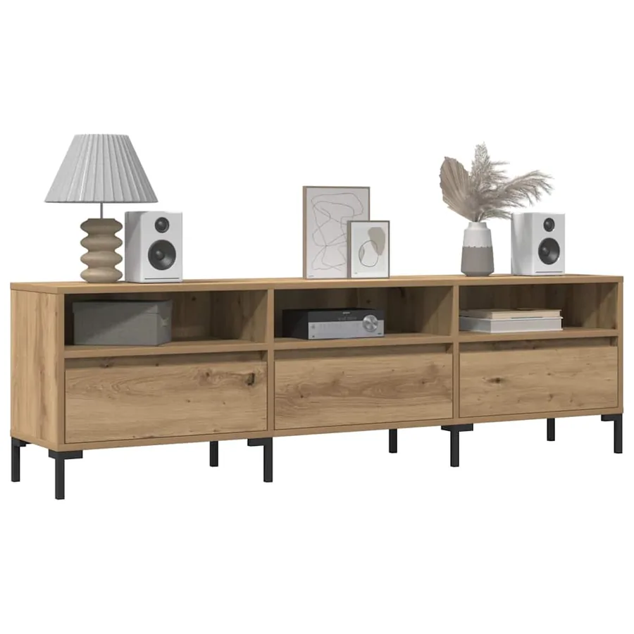 Meuble TV chêne artisanal 150x30x44,5 cm bois d'ingénierie