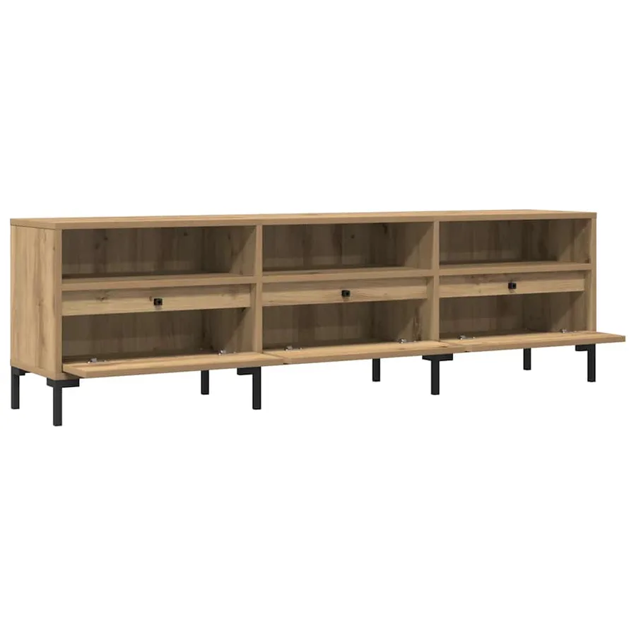 Meuble TV chêne artisanal 150x30x44,5 cm bois d'ingénierie - 5
