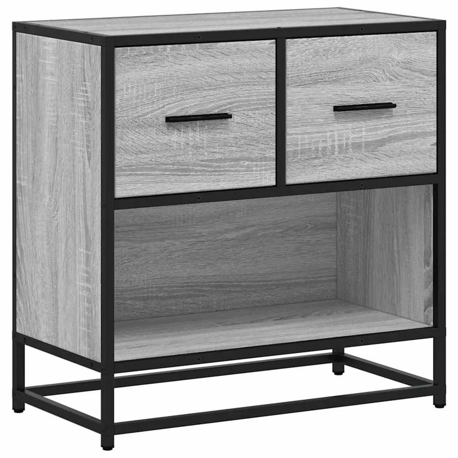 Table de chevet sonoma gris 60x31x60 cm bois ingénierie métal - 2