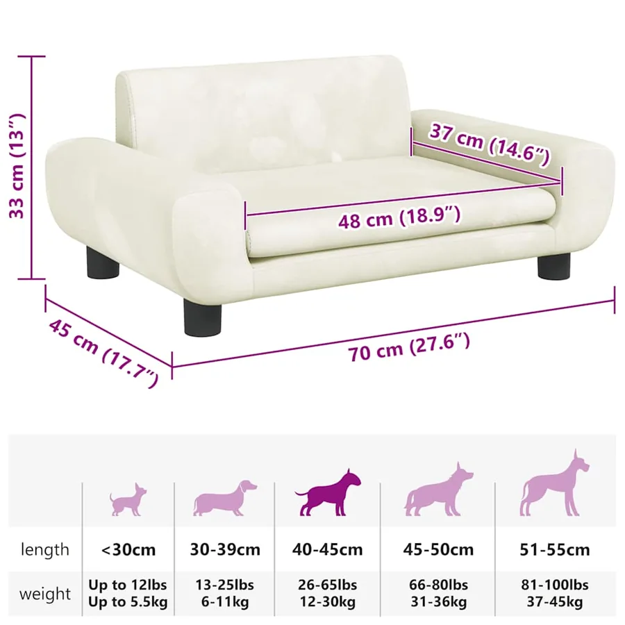 Lit pour chien crème 70x45x33 cm velours - 7