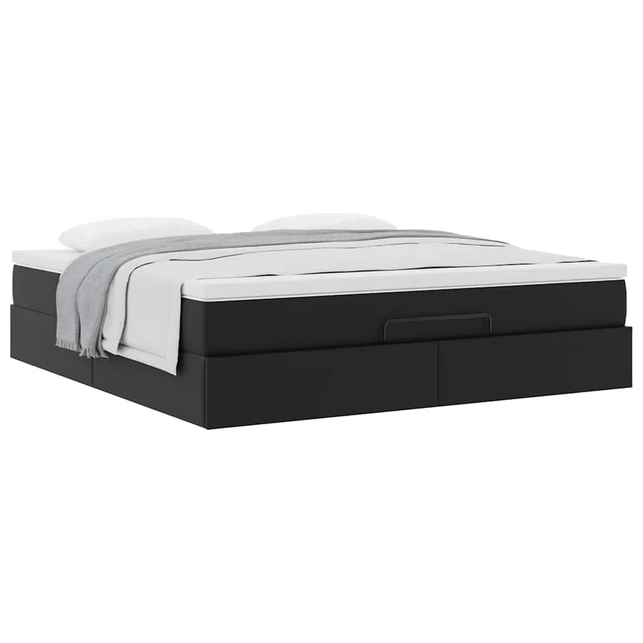Cadre de lit ottoman avec matelas noir 180x200 cm similicuir - 5