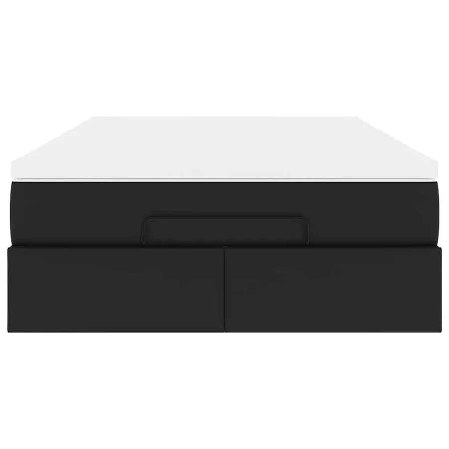 Cadre de lit ottoman avec matelas noir 180x200 cm similicuir - 7