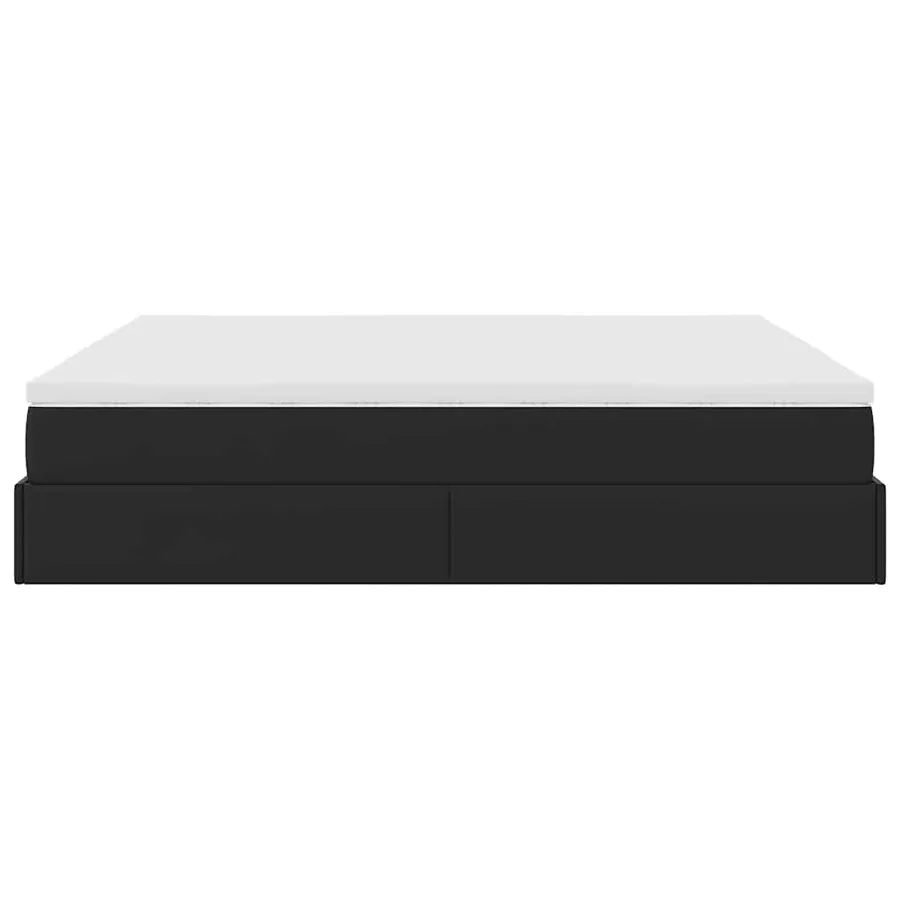Cadre de lit ottoman avec matelas noir 180x200 cm similicuir - 9