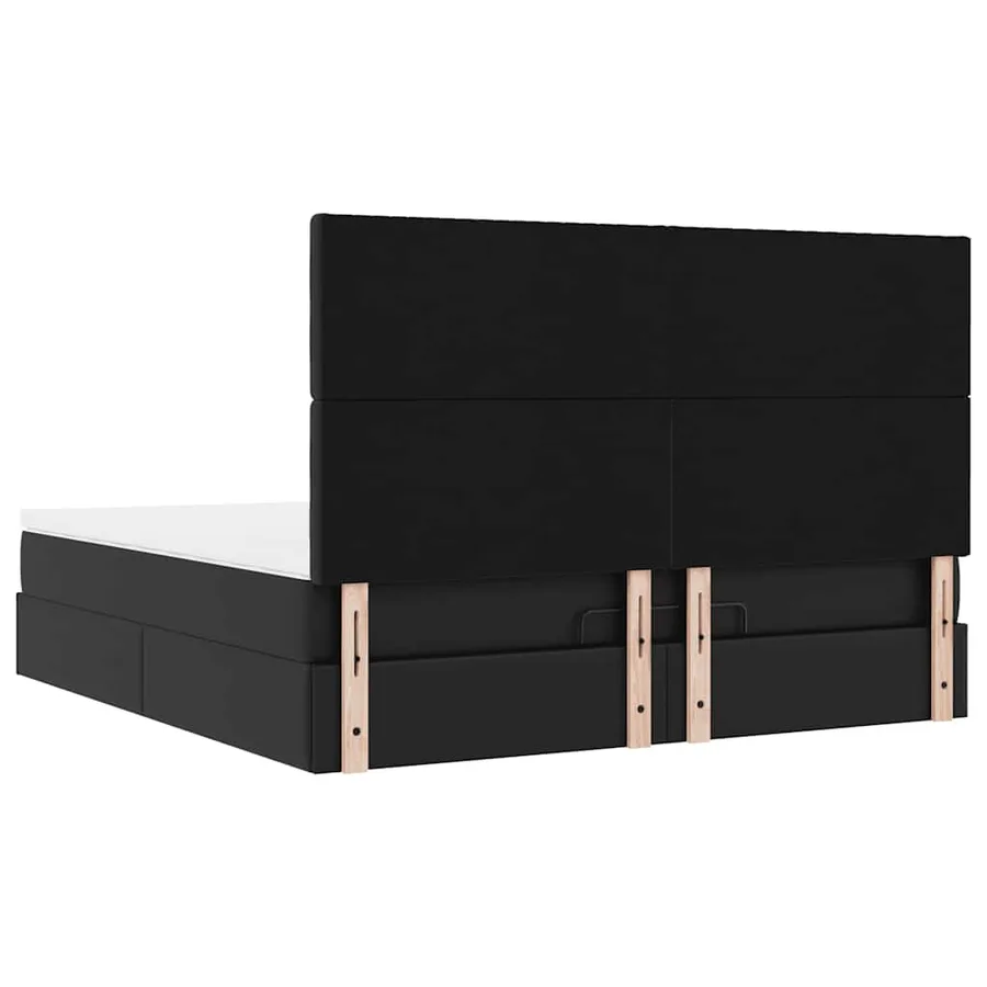 Cadre de lit ottoman avec matelas noir 180x200 cm similicuir - 11