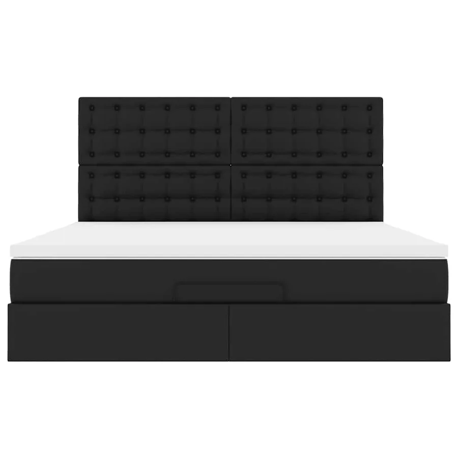 Cadre de lit ottoman avec matelas noir 180x200 cm similicuir - 7