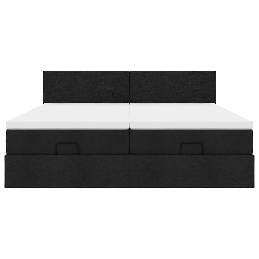 Cadre de lit ottoman avec matelas noir 160x200 cm tissu - 7