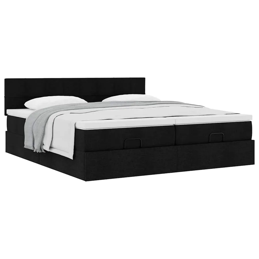 Cadre de lit ottoman avec matelas noir 160x200 cm tissu - 5