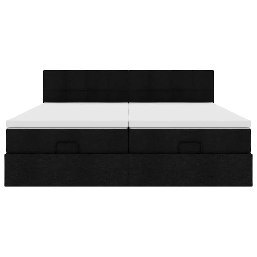 Cadre de lit ottoman avec matelas noir 160x200 cm tissu - 7