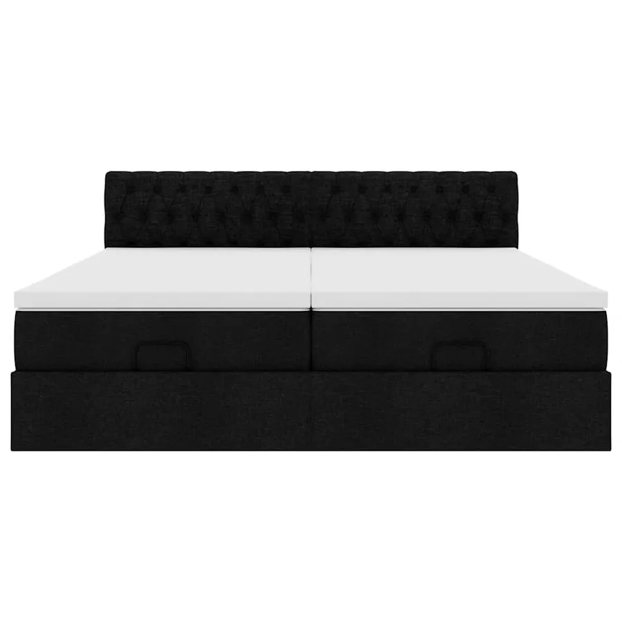 Cadre de lit ottoman avec matelas noir 160x200 cm tissu - 8