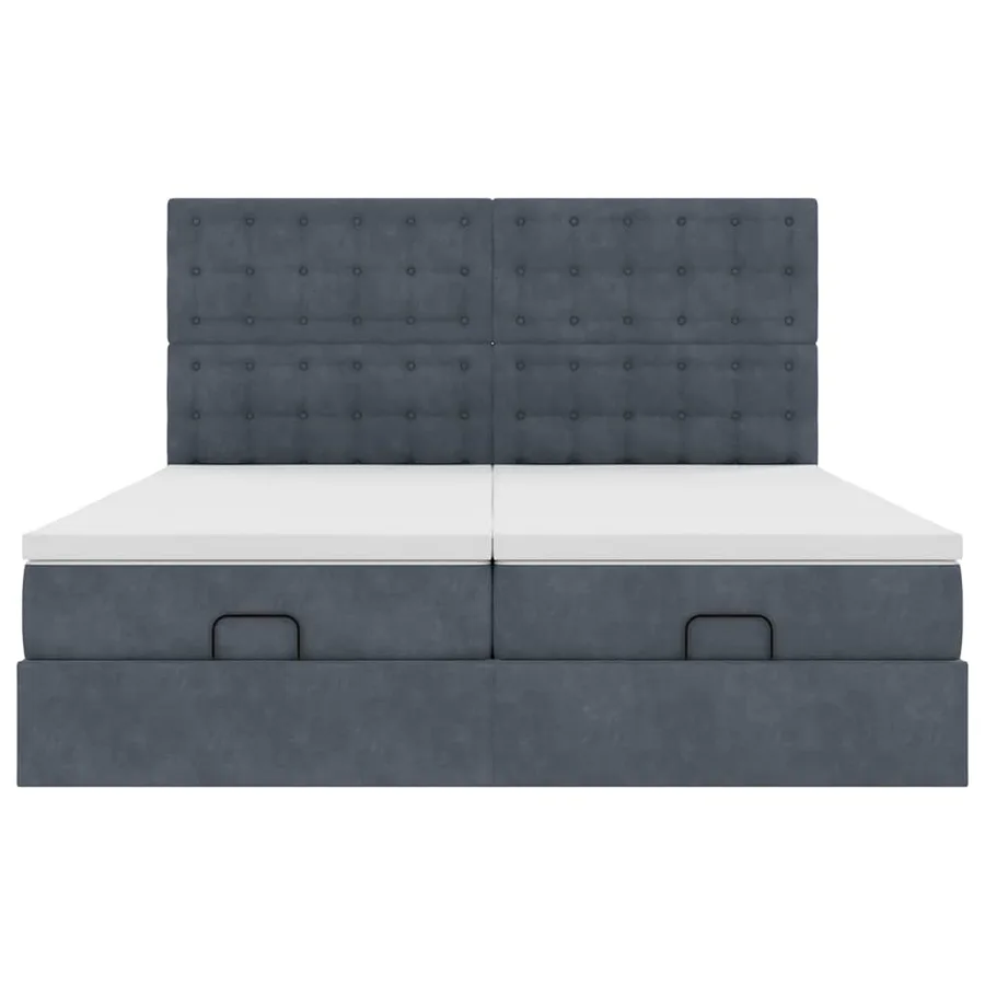 Cadre de lit ottoman avec matelas gris foncé 180x200cm velours - 7