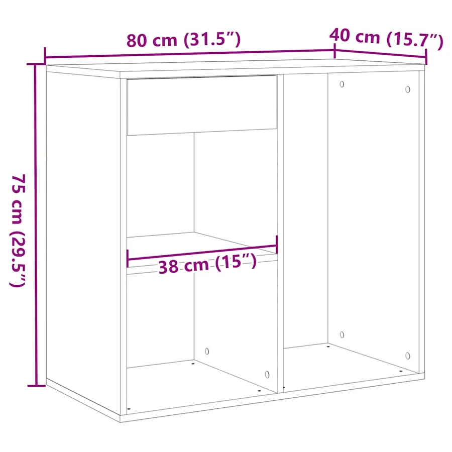 Armoire à cosmétiques vieux bois 80x40x75 cm bois d'ingénierie - 10