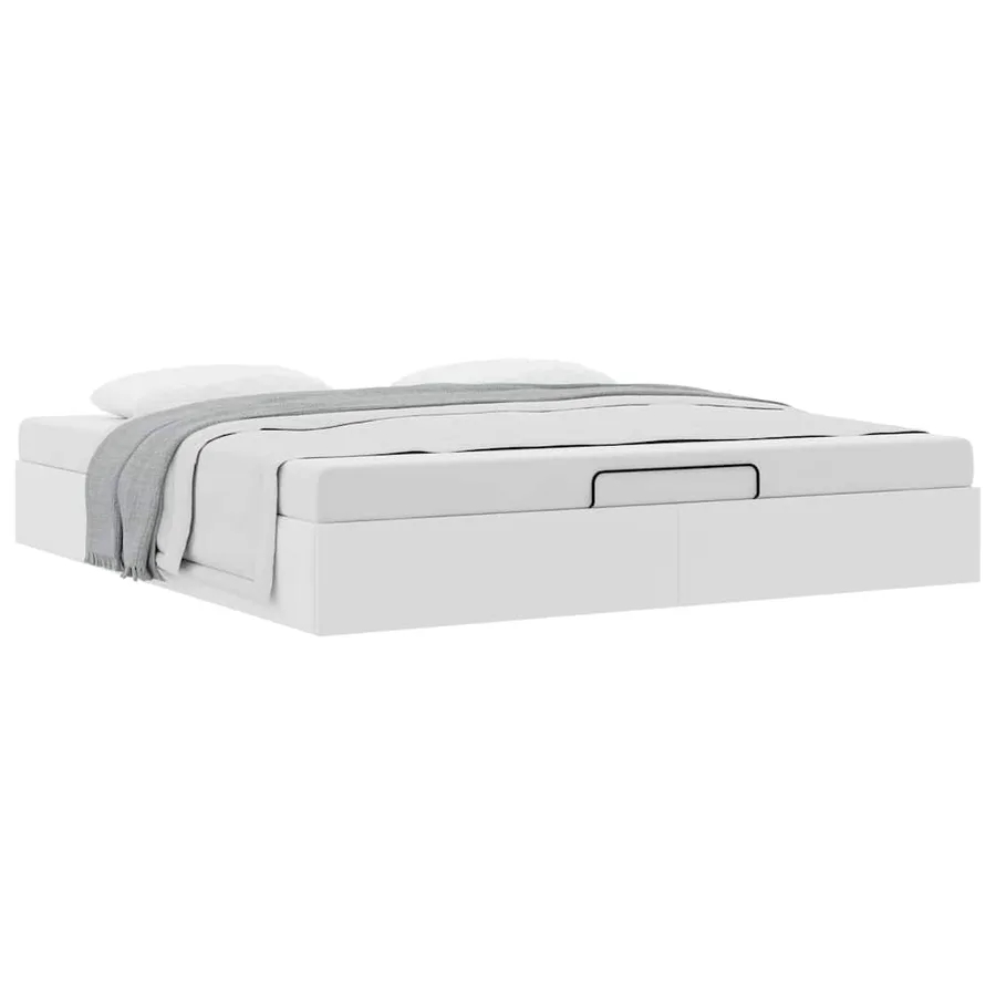 Cadre de lit ottoman sans matelas blanc 200x200 cm similicuir - 5
