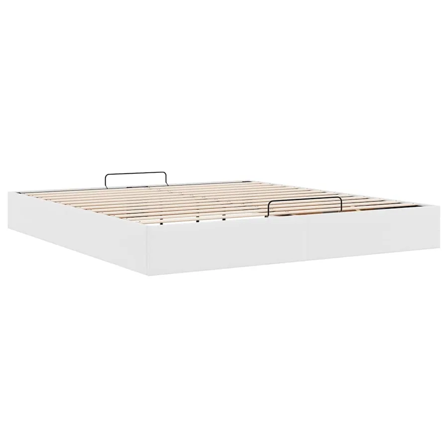 Cadre de lit ottoman sans matelas blanc 200x200 cm similicuir - 9