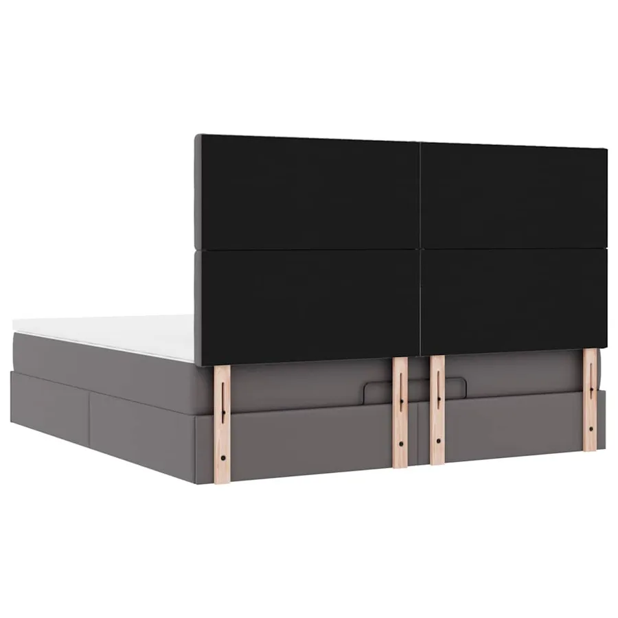 Cadre de lit ottoman avec matelas gris 180x200 cm similicuir - 12