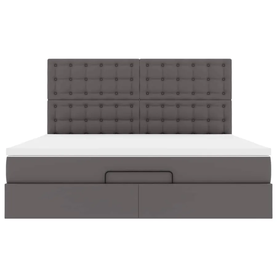 Cadre de lit ottoman avec matelas gris 180x200 cm similicuir - 8
