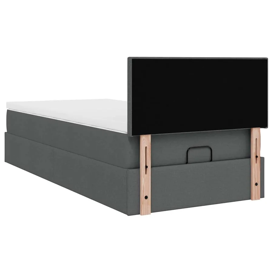 Lit ottoman avec matelas et LED Gris foncé 80x200cm tissu - 12