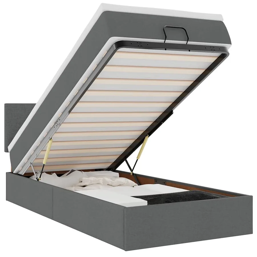 Lit ottoman avec matelas et LED Gris foncé 80x200cm tissu - 2