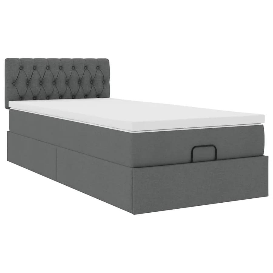 Cadre de lit ottoman avec matelas gris foncé 80x200 cm tissu - 5
