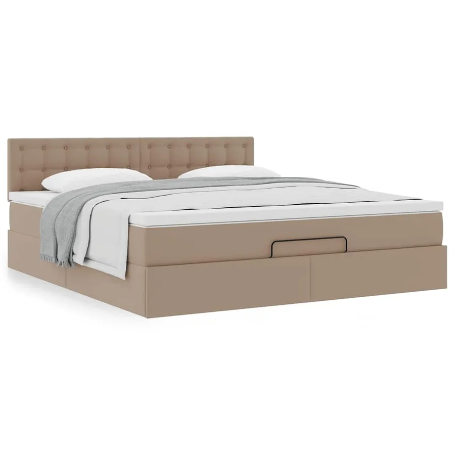 Cadre de lit ottoman et matelas cappuccino 180x200cm similicuir - 4