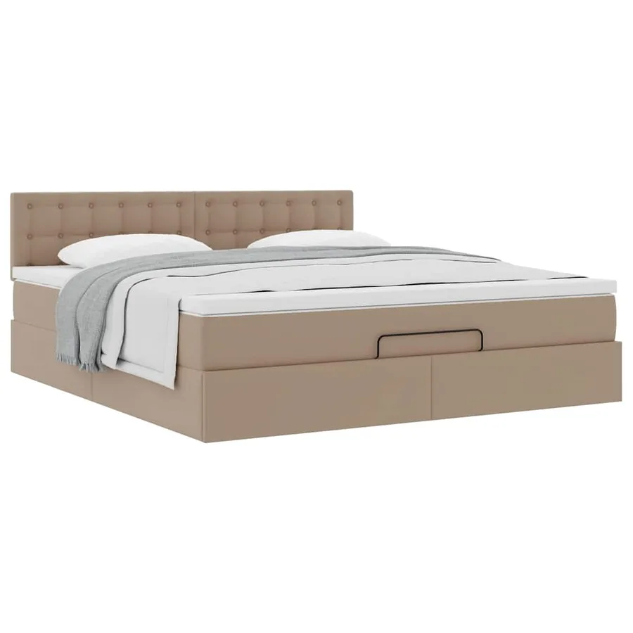 Cadre de lit ottoman et matelas cappuccino 180x200cm similicuir - 5