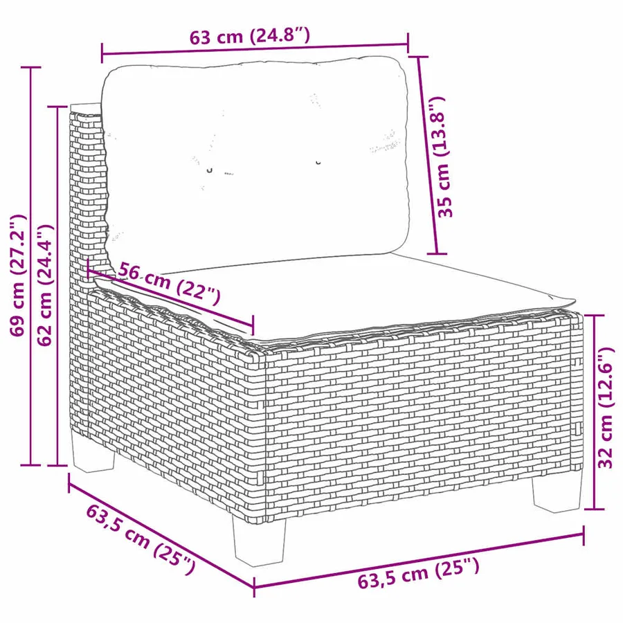 Salon de jardin avec coussins 9 pcs beige résine tressée - 10