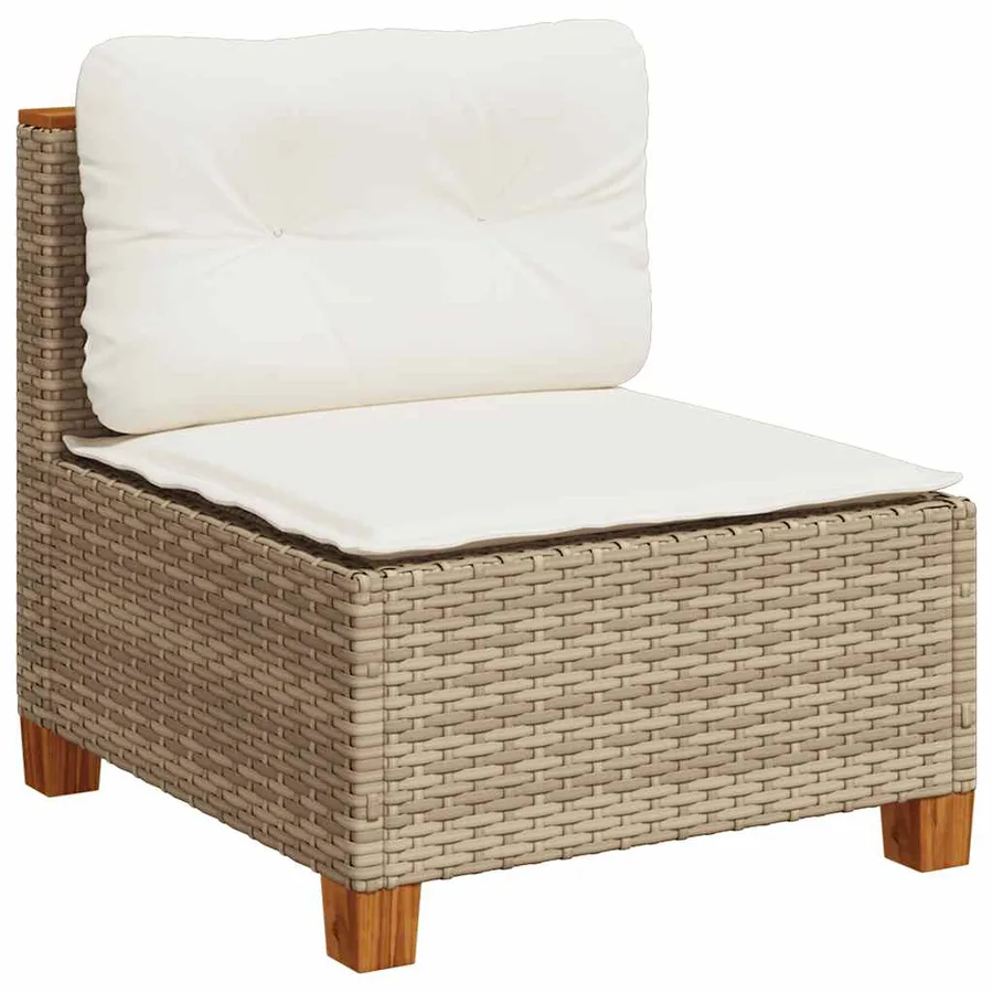 Salon de jardin avec coussins 9 pcs beige résine tressée - 4