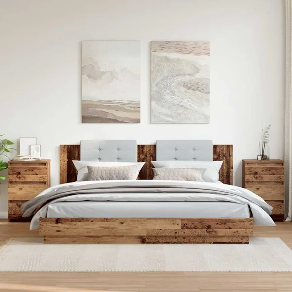 Tables de chevet 2 pcs vieux bois 40x35x62,5 cm bois ingénierie