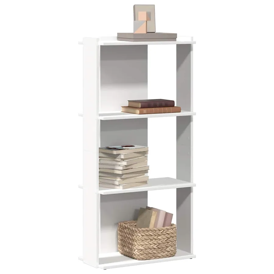 Bibliothèque à 3 niveaux blanc 60x30x120 cm bois d'ingénierie