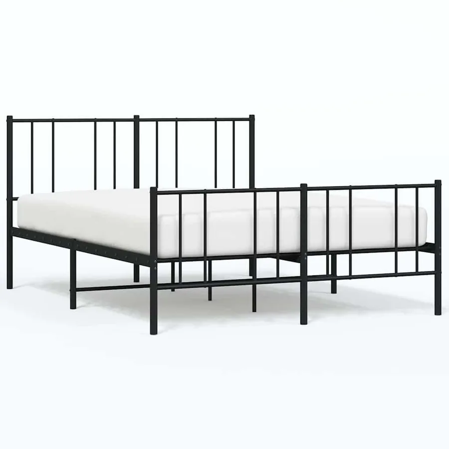 Cadre de lit métal sans matelas avec pied de lit noir 120x190cm - 2