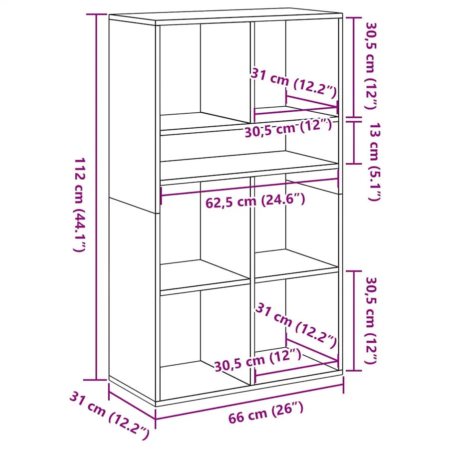 Bibliothèque blanc 66x31x112 cm bois d'ingénierie - 9