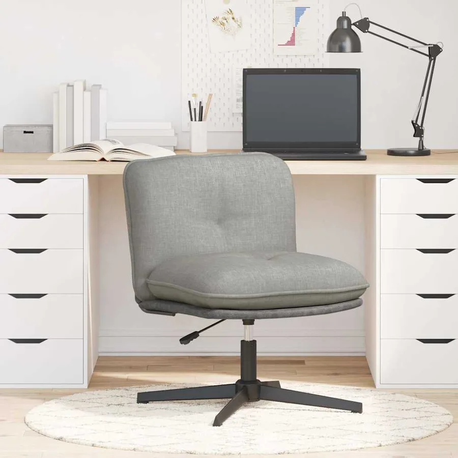 Chaise pivotante de bureau Gris clair Tissu - 2